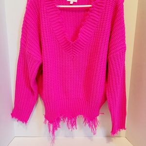 Oversized V-Neck Soft Pink Sweater